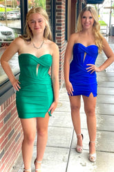 Misshow Red Corset Strapless Tiered Tight Short Homecoming Dress/Mini Dress